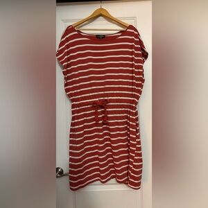 Suzanne Betro Striped Rust and White Dress with Pockets